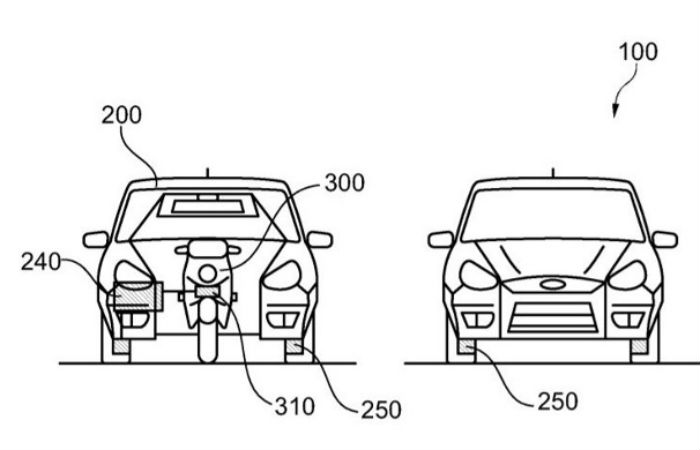 Компания Ford запатентовала автомобиль со встроенным мотоциклом