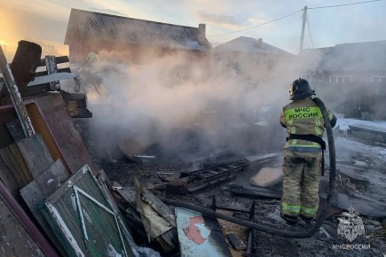 Пожар в Абакане: огонь уничтожил дровяник и баню