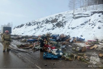 В Хакасии загорелся грузовик с цветами