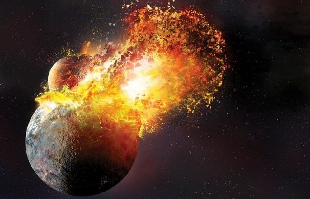 Взрывное столкновение звезд показали в видеоролике