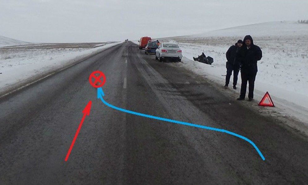 В Хакасии двойной обгон на трассе М-54 закончился аварией