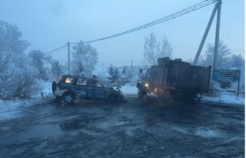 На Подсиненских дачах в Абакане из-за ДТП сгорели два автомобиля