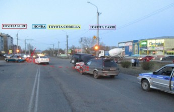 Эффект домино: в Абакане авария на перекрестке собрала четыре автомобиля