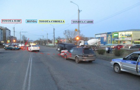 Эффект домино: в Абакане авария на перекрестке собрала четыре автомобиля